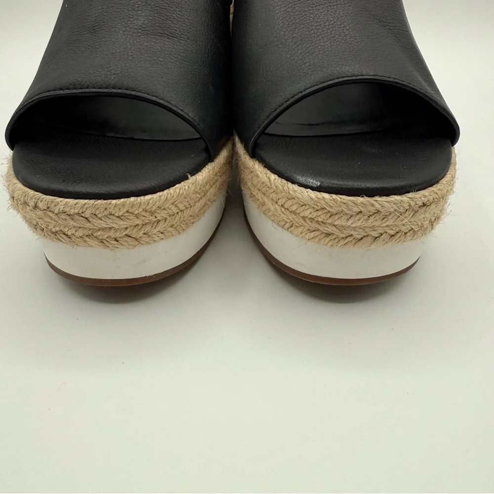 Sole Society Ayelani Boho Black Espadrille Wedge Open Toe Sandals SZ 9M